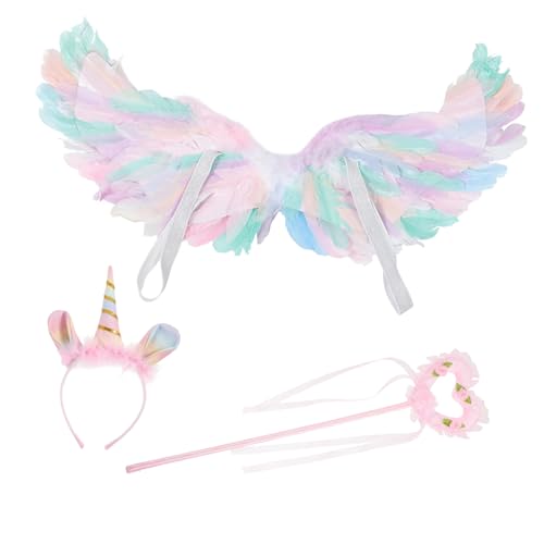 VALICLUD 1 Satz erwachsener feenflügel Kostüm Mädchen Fee klein hoch Flügel der Engelsfee Kind feeflügeln fairy wand Augenfang Zauberstäbe für Mädchen Flügelstütze für Mädchen Feder Rosa von VALICLUD