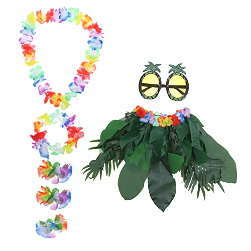 VALICLUD 1 Satz hawaiianische Luau-Partydekorationen haarclips haarklammern blumenhaarspange hawaii party outfit Blumenkette Gras Kostüm Zubehör Simulation Strohrock Hawaii Strohrock Stoff von VALICLUD