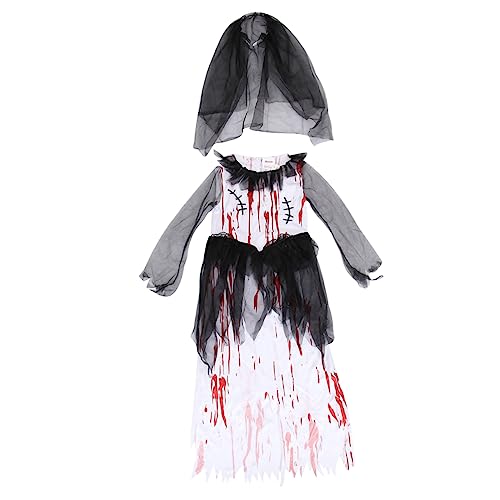 VALICLUD 1 Satz 2-Teiliges Halloween-Kostüm „Blutige Braut“ Kostüm Kinder Brautkleid Mädchen Halloween-Kleid Kinder Halloween Blutiges Kleid Kinderkleidung Kostüme Mädchenkleidung Outfits von VALICLUD