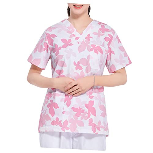 VALICLUD 1 Set Arbeitskleidung Krankenpflegeuniformen Damen Krankenhauskrankenschwester Oberteil Passendes Peeling Kleid Kostüm Für Kosmetikerin Zweiteiliges Kostüm Für Die Arbeit Rosa von VALICLUD
