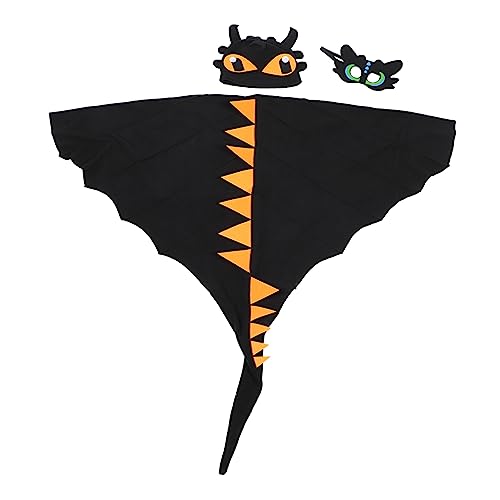 VALICLUD 1 Set Dinosaurier Umhang Set Kinderkleid Umhang Kostüme Halloween Maske Kinderkleidung Bekleidung Drachenflügel Drachenkostüm Drachenmaske Filz Schwarz von VALICLUD