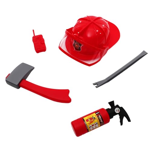 VALICLUD 1 Set Feuerwehrhelm Mit Feuerwehrwerkzeugen Feuerwehr Cosplay Set Für Rollenspiel Für Kleinkinder 5 Teiliges Feuerwehr Zubehör Für Fantasievolles von VALICLUD