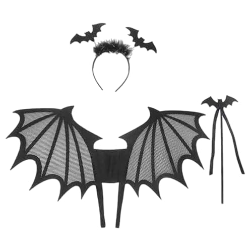 VALICLUD 1 Set Geisterfest Party Performance Requisiten Halloween Lustiges Kleid Kinderflügel Set Teen Flügel Zubehör Themenflügel Kostüm Maskerade Anzug Filz Schwarz von VALICLUD