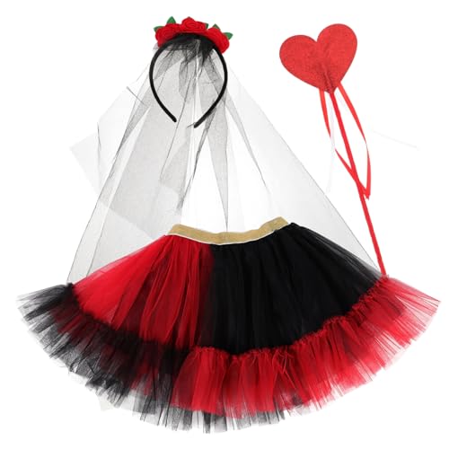 VALICLUD 1satz Halloween Brautkostüm Für Mädchen Mit Tüllkleid Haarband Und Zauberstab Für Cosplay Und Halloween-partys von VALICLUD