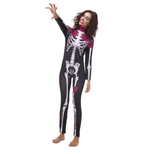 VALICLUD 1 Set Halloween Overall Für Erwachsene Skelett Rollenspiel Siamesische Hose Für Frauen von VALICLUD