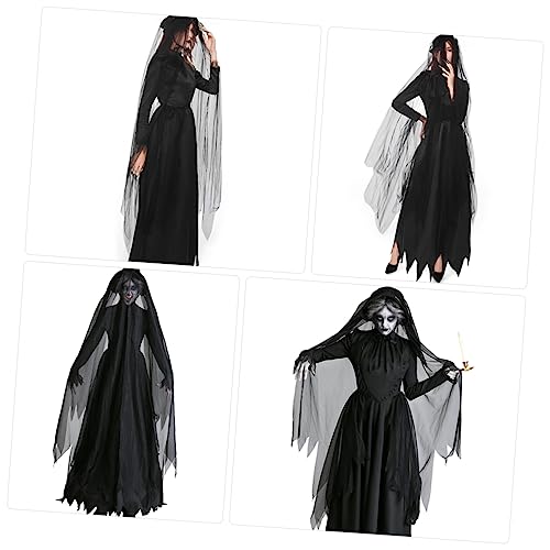 VALICLUD 1 Set Rollenspielkleid Hexenkostüm Gothic Kleidung Hexenkostüm Maskerade Kleidung Gothic Kleid Kostüm Halloween Kostüm Kostüme Outfits Performance Kostüm Schwarzes Polyester von VALICLUD