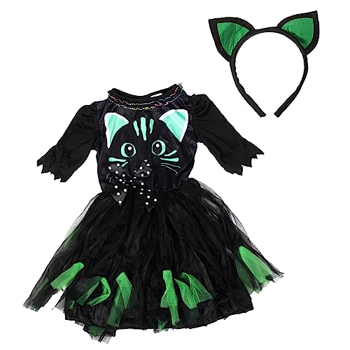 VALICLUD 1 Set ädchen Katzenkostü Halloween Katzenkleid Mit Haarband Für Cosplay Und Schulaufführungen Größe Perfekt Für Kleine Katzenliebhaber von VALICLUD