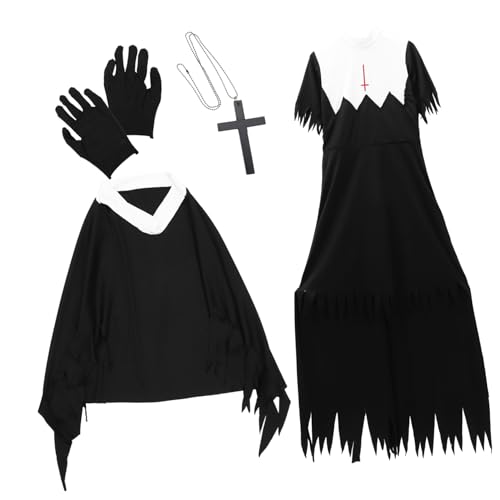 VALICLUD Nonne Halloween Kostüm Erwachsene Kostüm Party Gruselig Nonnen Outfit Uniform Größe Xl Halloween von VALICLUD