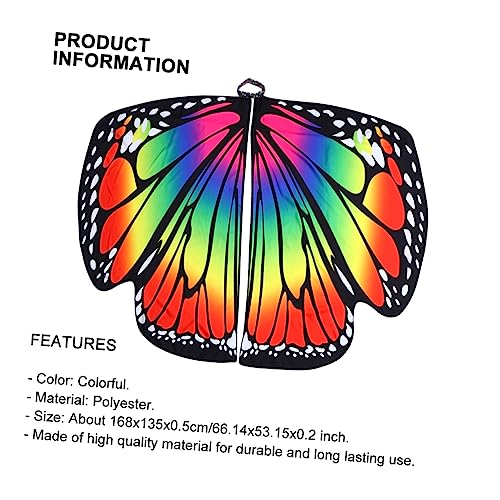 VALICLUD 1 Stück Schmetterlings-Umhang women halloween costume Halloween party costume Halloween costume with choker Mantel Cosplay -Kostüm Spukhaus Umhang Flügel Schal Polyester Colorful von VALICLUD