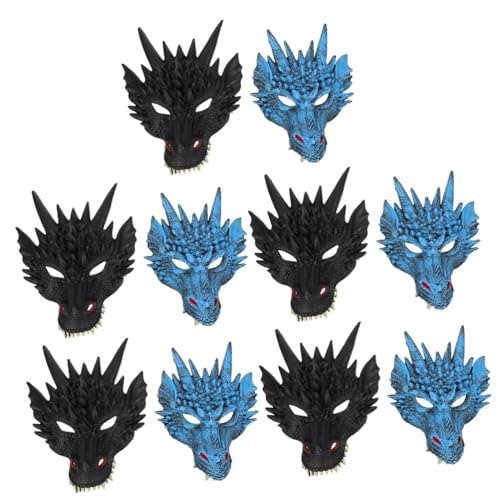 VALICLUD 10 Stk 3D-Tier-Drachenmaske 3D-Drachenmasken Dinosaurier-Masken Kleider tierische Halloween-Requisiten Karikatur Kleidung Geistermaske tierischer Drache PU-Schaum von VALICLUD
