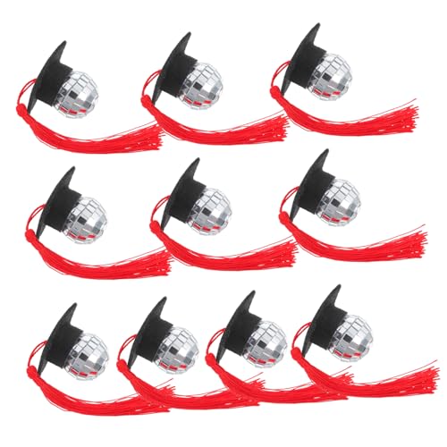 VALICLUD 10 Stück Abschlusskappe Schokoladendekorationen Abschluss Tischdekoration Mini -Abschlusskappendekoration Mini -Abschlusskappe Cupcake Topper Cupcake Toper für Abschlusssaison rot von VALICLUD