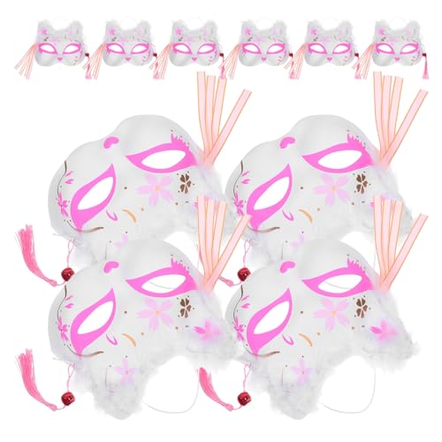 VALICLUD 10 Stück Japanische Fuchsmaske mit Leuchtfedern Halbgesichtsmaske für Halloween Cosplay Party Karneval batterielos von VALICLUD