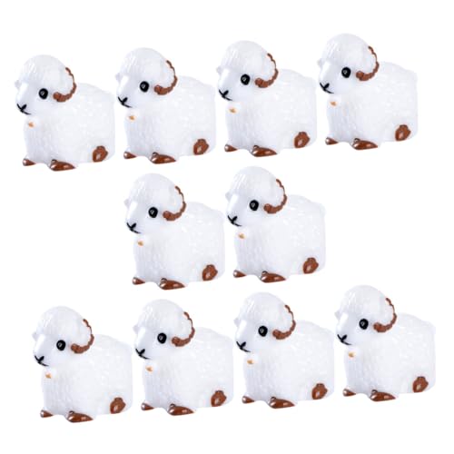 VALICLUD 10 Stück Teiliges Mini Harz Schaf Kleine Niedliche Resin Lämmer Figuren für Moos Micro Landschaft DIY Dekoration für Terrarien Schreibtisch Kleine Räume Nachhaltige Miniatur von VALICLUD