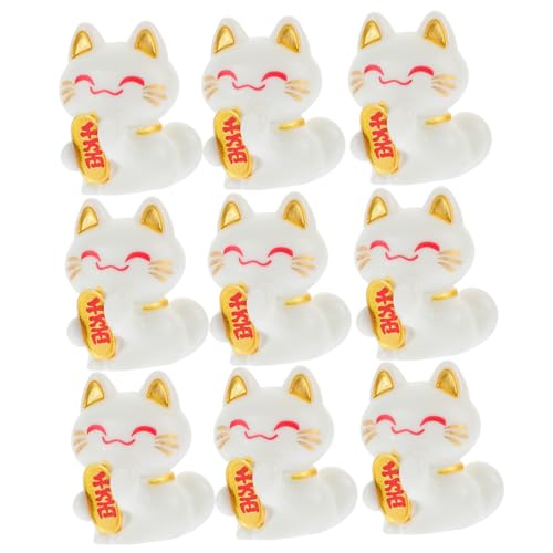 VALICLUD 10 Stück Teiliges Miniatur Winkekatze Kleine Chinesische Glückskatze Dekoration Robuste Leichte Desktop Figur für Büro Garten und Zuhause Realistische Katzenform Verschleißfest von VALICLUD