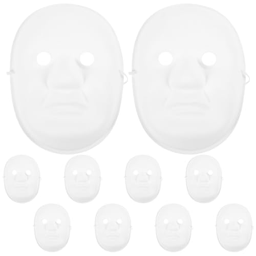 VALICLUD 10 Stück Weiße Papiermasken Blanko Vollgesichtsmaske Bemalbare Papiermaske Cosplay-Maskerade-Maske Karneval-Maske Cosplay-Party-Kostüm Für Party Diy Kreativität Halloween von VALICLUD