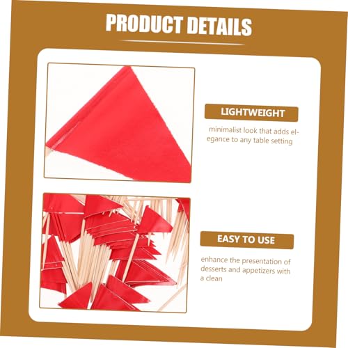 VALICLUD 100 Stück Rote Zahnstocher Flaggen Kleine Dreieckige Food Labels aus Lebensmittelechtem Material Stabile Mini Flaggen für Cupcake Topper Buffet Käseplatten und Partydekoration von VALICLUD
