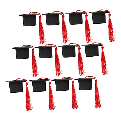 VALICLUD 12 Stück Cupcake-dekore Für Den Abschluss Kuchendeckel Der Klasse 2023 Abschlussdekorationen Kuchen -topper Abschlusskappe Schule Abschlusstorte Ornament Klein Rot Papier von VALICLUD