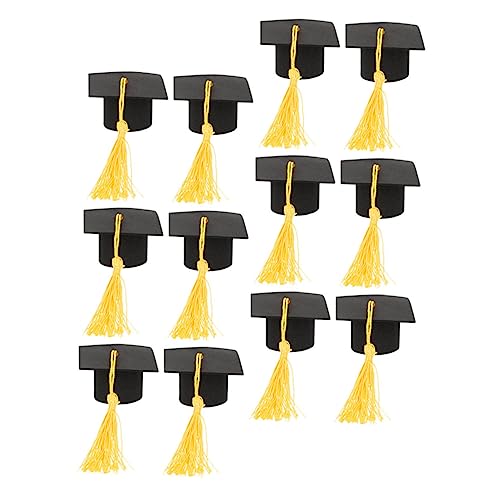 VALICLUD 12 Stück Dekoration der Abschlusstorte abschlussgeschenk party sachen Abschlusstorte Ornament Kuchendeckel der Klasse 2023 Kappe Mini grad kuchen Gradverzierung Papier Yellow von VALICLUD