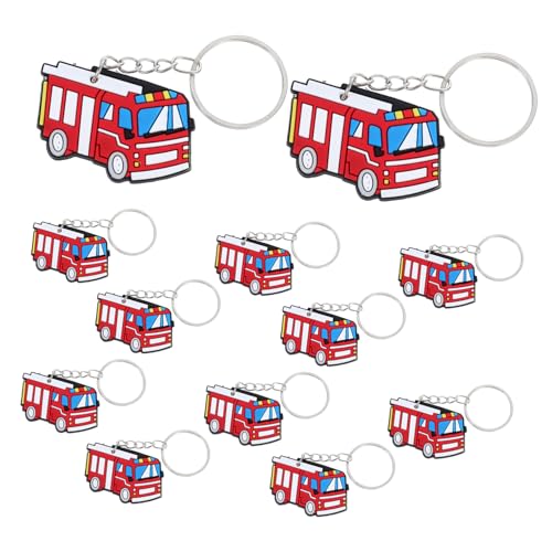 VALICLUD 12 Stück Feuerwehr Schlüsselanhänger Feuerwehrmann Party Mitgebsel für Kindergeburtstage Lustige Feuerwehrauto Dekorationen und für Feuerwehr Themenpartys von VALICLUD