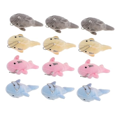 VALICLUD 12 Stück Mini Plüsch Hai Schlüsselanhänger Niedliche Tier-anhänger Vielseitige Taschen Rucksackdeko Bunte Meerestier Charms für Partygeschenke und Alltag Farben Gemischt von VALICLUD