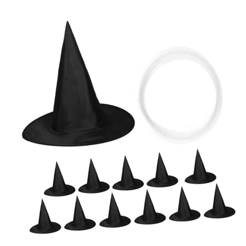 VALICLUD 12 Stück Teiliges Halloween Hexenhüte zum Aufhängen Schwarze Zauberer-kappen mit Schnur Schnelle und Einfache Dekoration für Halloween-partys Karneval Cosplay und Hofgestaltung von VALICLUD