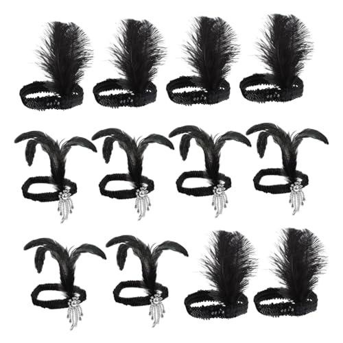 VALICLUD 12 Stück Teiliges Pailletten Stirnband mit Federn Haaraccessoires für Mottopartys für Karneval und Festliche Anlässe Vielseitig und Bequem von VALICLUD