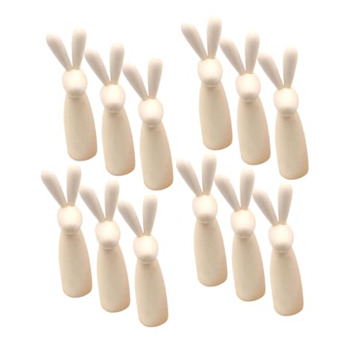 VALICLUD 12 Stück Teiliges Set Holzfiguren Osterhasenkopf aus Glattem Sicherem Holz für Kreative DIY Bastelprojekte Unbemalt Robuste Spielfiguren für Osterdeko und Familienaktivitäten von VALICLUD