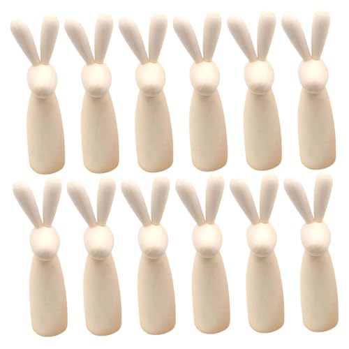 VALICLUD 12 Stück Teiliges Set Unbemalte Holz Hasenköpfe zum Bemalen Glatte Oberfläche Langlebig Natürliche Holzfiguren für DIY Bastelprojekte Dekoration Geschenkideen von VALICLUD