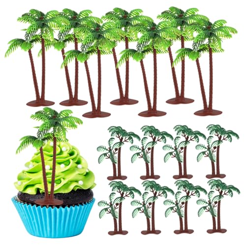 VALICLUD 16 Stück Kuchendekoration Aus Kokosnuss Mini Baum Tropisch Palmen Fälschung Drinnen Szene Kuchendeckel Für Den Strand Dschungelkuchendekoration Festival Kernstück Klein Plastik von VALICLUD