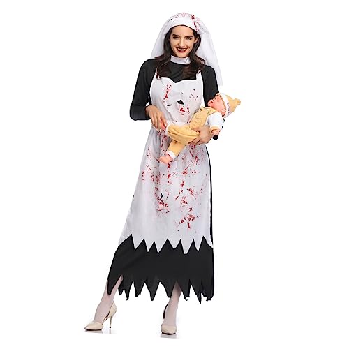 VALICLUD 1Pc Vampir Nonne Anzug Outfits Halloween Kostüme Horrible Cosplay Kleidung Geist Kostüm Halloween Party Requisiten Halloween Horrible Kostüm von VALICLUD