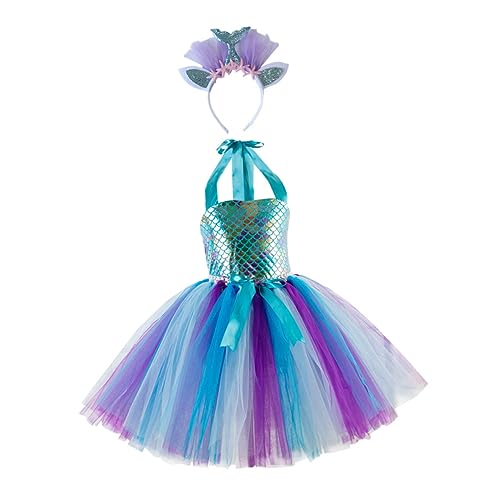 VALICLUD 1satz Mädchen Kostüm Mit Netzkleid Und Haarband Für Partys Stilvolle Meerjungfrau Verkleidung Für Für Cosplay Und Besondere Anlässe von VALICLUD