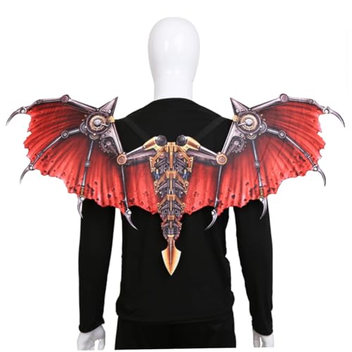 VALICLUD 1pc Steampunk Drachen Halloween Party Flügel Faltbar Vlies Karneval Liefert Rot von VALICLUD