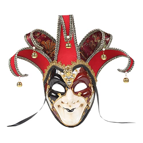 VALICLUD 1stk Clown-kopfbedeckung Clownmaske Für Erwachsene Maskerade Wandmasken Karneval-cosplay-maske Clown-kostüm Lustige Maskerade-masken Voll Venedig Rot Halloween von VALICLUD