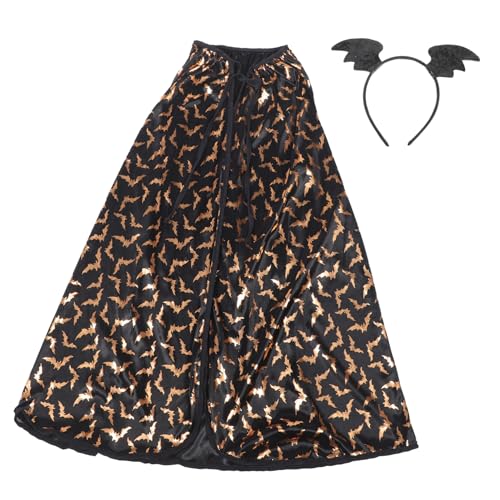 VALICLUD 1satz Halloween Umhang Und Dekoratives Haarband Für Mädchen Cosplay-cape Mit Fledermaus-design Für Halloween-feiern Und Bühnenauftritte Leicht Und Langlebig von VALICLUD