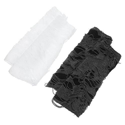 VALICLUD 2 Paar Gothic-Handschuhe Armwärmer fingerlose Armstulpen zerrissene Handschuhe halloween handschuhe halloween costume Polyesterhandschuhe für Halloween Simulationshandschuhe von VALICLUD