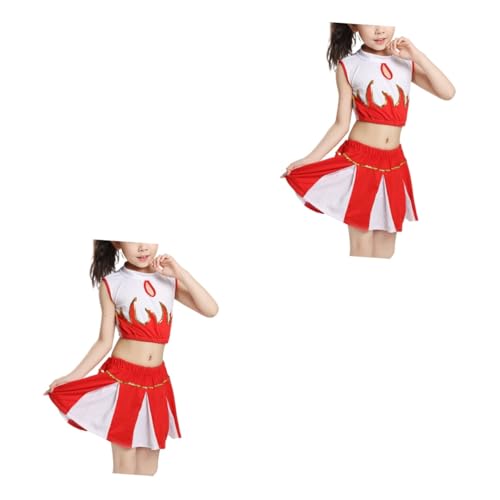 VALICLUD 2 Sätze High-school-cheerleader-outfit Mädchen-outfits Tanzende Kleidung Cheerleader-kostümuniform Performance-kostüm Cheerleader-uniform Mädchenkleidung Jubeln Junge Halloween von VALICLUD