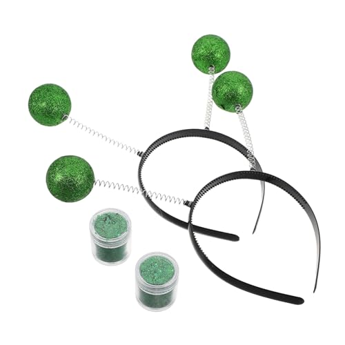 VALICLUD 2 Sätze Martian Antennen Haarreifen mit Glitzerbällen Leichte Bequeme Kopfbedeckung Realistische Weltraum Kostüm Accessoires Grün für Halloween und Maskenball von VALICLUD