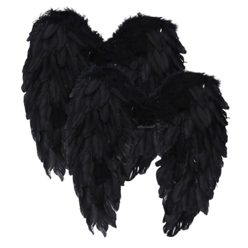 VALICLUD 2stücke Große Kostüm Flügel Schwarze Federflügel Für Damen Für Halloween Und Cosplay Leicht Und Zu Tragen von VALICLUD