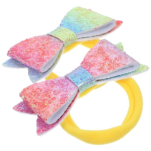 VALICLUD 2 Stück Modische Haargummis Mit Schleife Glitzernde Elastische Pferdeschwanzhalter Für Mädchen Einfach Zu Verwenden von VALICLUD