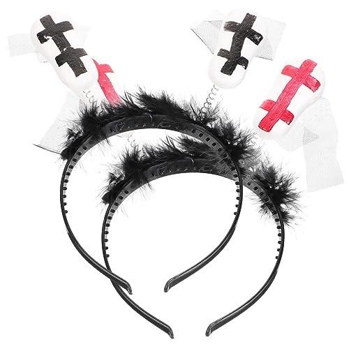 VALICLUD 2 Stk Schwarze Halloween-Stirnbänder Halloween-Hintergrund Teufel Stirnband halloween haarschmuck halloween haarreif Halloween-Party-Stirnband Party-Grabstein-Stirnband Plastik von VALICLUD