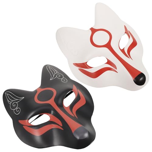 VALICLUD 2 StüCk Fuchsmaske FüR Erwachsene, Eva Material, Schwarz-Weiß, Perfekt FüR Maskenball, BüHnenauftritte Und Weihnachtsfeiern von VALICLUD