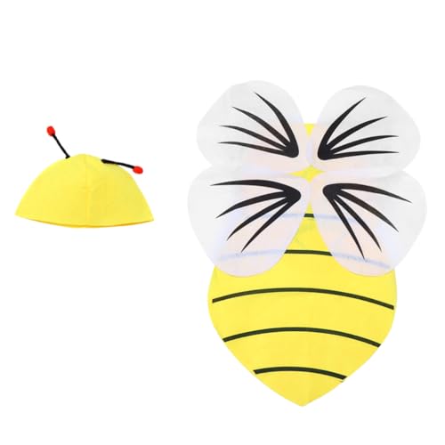 VALICLUD 2 Stück 1 Satz Kleine Biene Kleidung Flügel Kinderkostüme Outfit Halloween Cosplay Kostüm Entzückender Hut Party Festliche Kleidung Bekleidung Performance Kleidung von VALICLUD