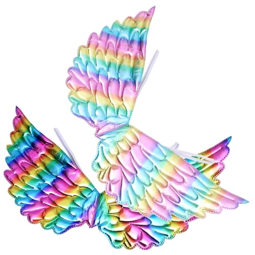 VALICLUD 2 Stück Bunte Einhorn Flügel Halloween Karneval Cosplay Party Kostüm Flügel für Mädchen und Jungen mit Regenbogenfarben für Fasching und Kostümfeste von VALICLUD