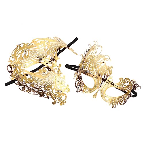 VALICLUD 2 Stück Diamantmaske aus Metall halloween masken halloweenmaske halloween gesichtsmaske faschingsmaske weiße Maskerademaske Kostüm zarte Maskenstütze tragbare Maskerademaske Golden von VALICLUD