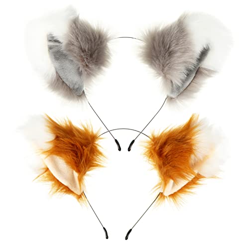 VALICLUD 2 Stück Furry Fox Ohren Haarreifen Haarschmuck Accessoires für Festivals und Kostümpartys Elastisch für Halloween und Rollenspiele von VALICLUD