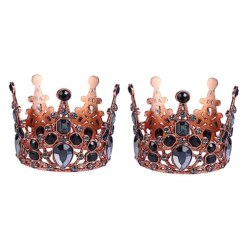 VALICLUD 2 Stück Geburtstagskrone Hochzeitsdekorationen Kuchentopper Alles Gute Zum Geburtstagstorte Toper Tiara Geburtstagsfeier Krone Dame Geburtstagsdekorationen Schwarz Metall von VALICLUD
