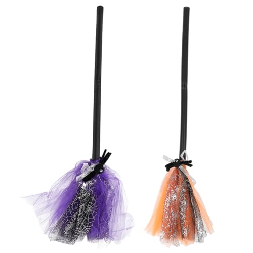 VALICLUD 2 Stück Halloween Hexenbesenkostüm Halloween atmosphäre Kinderkleider Costume Zauberbesen Cosplay Hexenbesen Party flackern Fee Hexenkostüm Besen Halloween-Cosplay-Stütze Tuch von VALICLUD