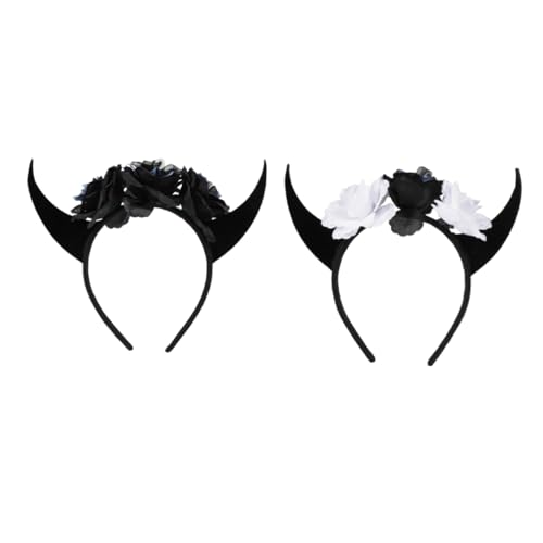 VALICLUD 2 Stück Halloween Horn Haarschmuck mit Blumen und Kostüm Accessoires für Erwachsene für Halloween Partys und Fotorequisiten VALICLUD 2 Stück Halloween Horn Haarschmuck mit Blumen und Kostüm Accessoires für Erwachsene für Halloween Partys und Fotorequisiten von VALICLUD