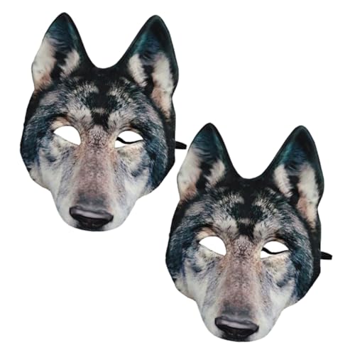 VALICLUD 2 Stück Halloween Wolf Maske Realistische Tiergesichtsmaske Leichtem Eva Gruseliges Kostümzubehör für Karneval Cosplay Party und Fasching Passend für Erwachsene von VALICLUD