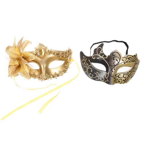 VALICLUD 2 Stück Halloween-cosplay-masken, Geheimnisvolle Halbgesichtsmasken, Antike Masken von VALICLUD